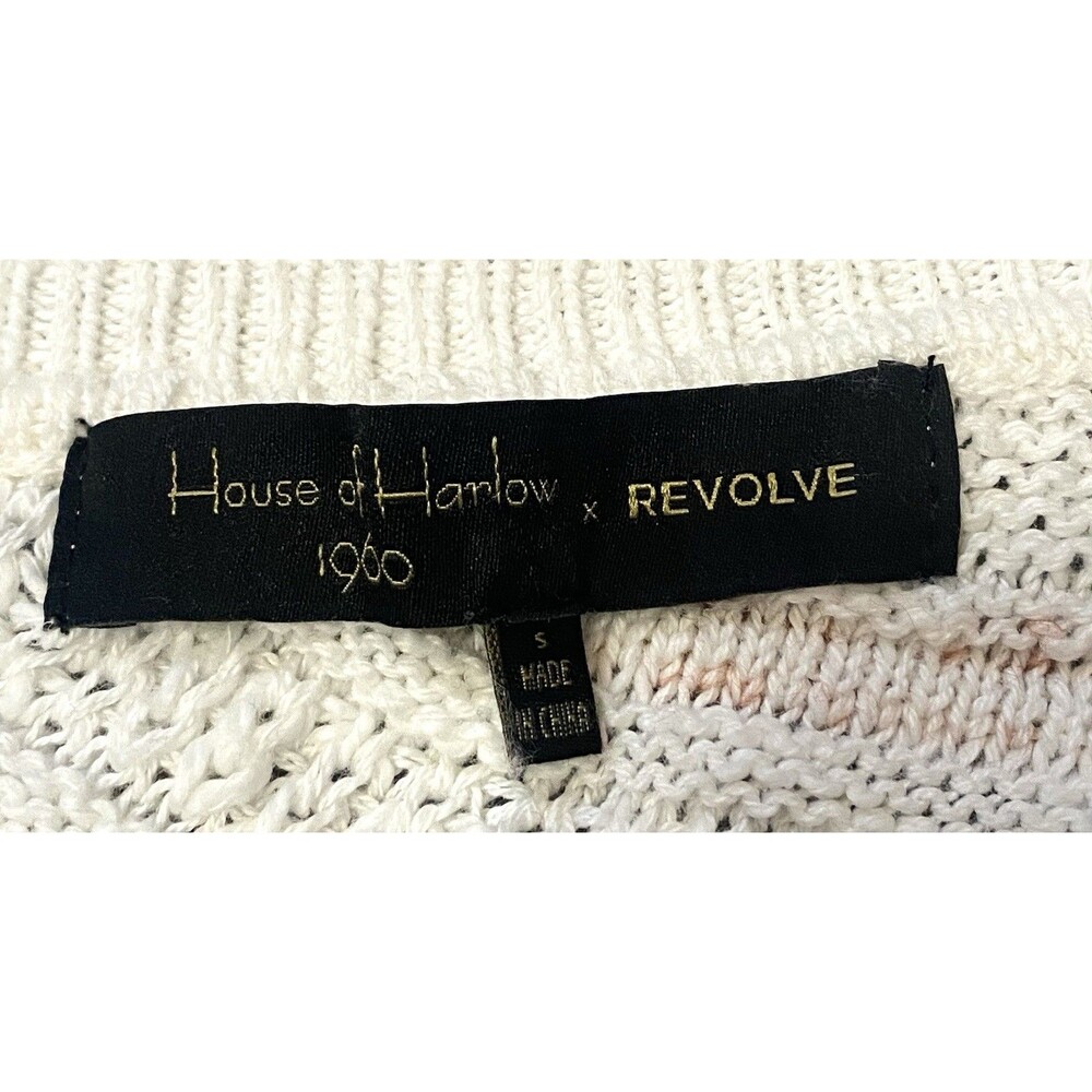 House of Harlow 1960 One Shoulder Cropped Knit Fringe Sweater Boho Small - Picture 3 of 8